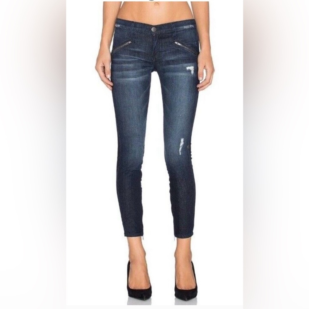 Current/Elliott Jeans Silverlake Zip Skinny Jeans in Sargent Destroy size 26